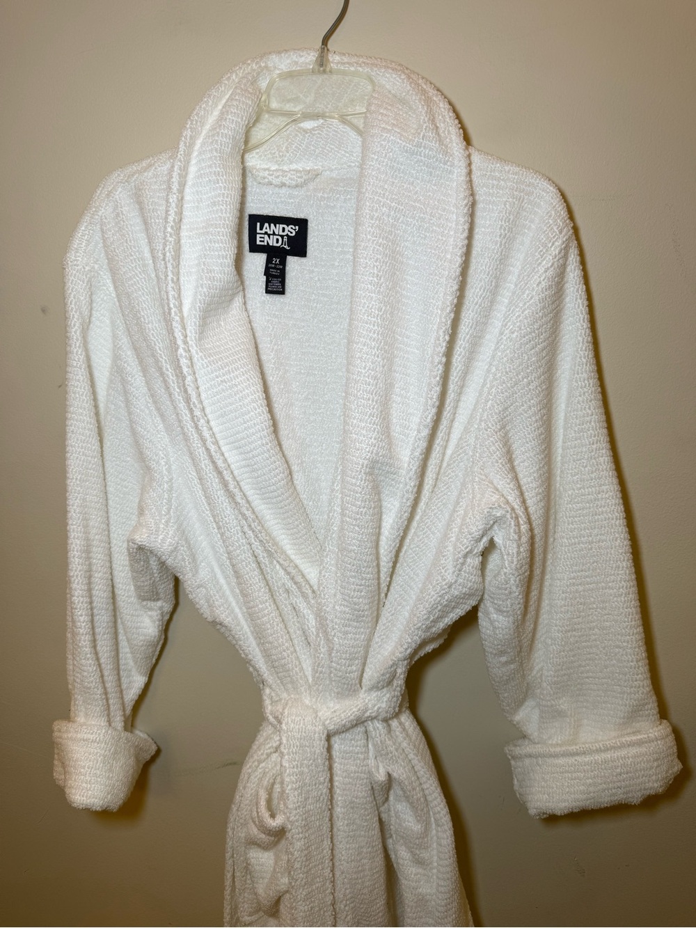 Lands End White Terry cloth Belted Robe NWOT 2X Plus Shawl Collar Classic - Picture 2 of 6